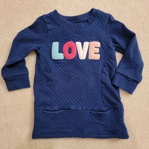 Toddler LOVE sweatshirt top with appliqué letters and 2 small pockets